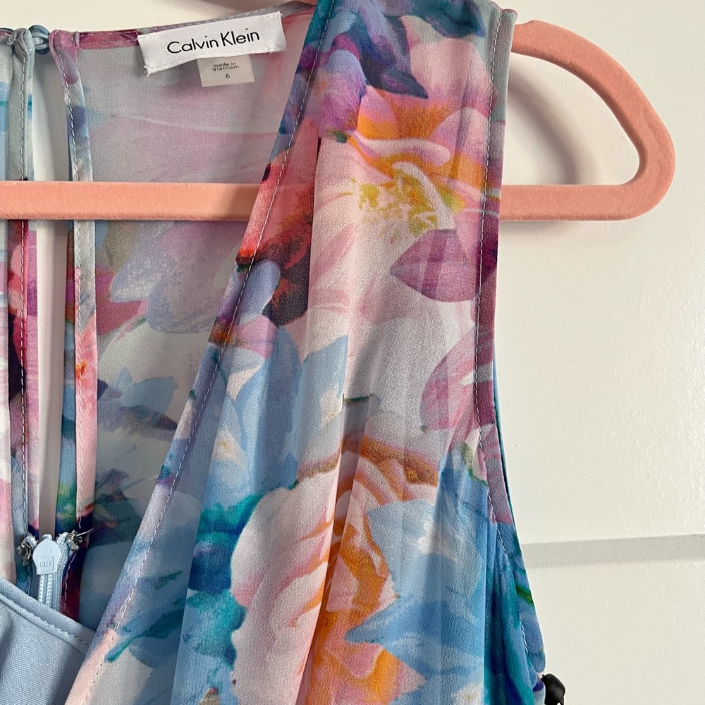 NWT Calvin Klein Floral Watercolor Sleeveless Dress Size 6 - Picture 6 of 13